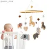 Mobiles# zabawka grzechotka dla niemowląt 0-12 miesięcy drewniana mobilna nowonarodzona leśne zwierzęcy kształt muzyczny pudełko łóżko wiszące zabawki Wspornik bracket dar zabawek Y240412