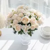 Dekoracyjne kwiaty 7 jedwabiu róży różyn hortensja sztuczna na bukiet ślubny świąteczny w wieniec akcesoria domowe