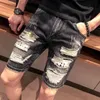 Pantalones cortos de mezclilla masculinos rasgados con mensajes de texto pantalones cortos pantalones múltiples venta de múltiples colores estiramiento retro jorts vintage xl harajuku 240329