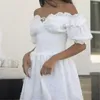 Festklänningar sexig mini för kvinnor 2024 sommar vit klänning kort ärm rippad elegant tofs kawaii ruffle vestidos orolig