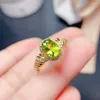 Cluster Rings S925 Sterling Silver Peridot Ring For Women Natural Gemstone With Certificate 8x6mm 18K Yellow Gold