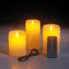 3PCSSet USB oplaadbare vlamloze elektrische LED -kaarsen met externe controlepillar Home Bar Wedding Decoratie 240412