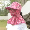 Brede rand hoeden zonbescherming vrouwen hoed casual gezicht masker halslijn zonnebrandcrème emmer viskap bloemen thee picking zomer