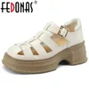 SURET Buty Fedonas 2024 Summer Gladiator Sandals Platforme Platforma puste pompki oryginalne skórę gęste obcasy kobieta pracująca swobodnie na zewnątrz