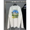 High Version Chao b Castle Printed Long T-shirt Paris Brand Loose Bottomed Shirt for Men Women