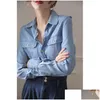 Chemises pour femmes chemises de la chemise denim Coffre de chemise printemps et d'automne à manches longues Senture de conception rétro à manches longues Dhi3z