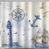 Shower Curtains Sailboat Curtain By Ho Me Lili With Hooks Lighthouse Compass Anchor Decorative Polyester Fabric Waterproof