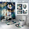 Shower Curtains Tulip Lotus Flower Curtain Set Watercolor Floral Plant Bird Bathroom Non-Slip Bath Mat Pedestal Rug Toilet Cover