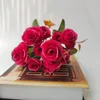 Fleurs décoratives Round Heart Small Rose 5 Fork 15 Head Wedding Simulation Plant Ornements Domestic Ornements Fausse Fleur