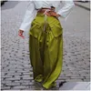 Calças femininas Capris Chegada Mulheres de perna larga Loose 3D Bolsetes Spring Streetwear Troushers Drop Delivery Apparel Clothing Dh12i