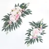 Decorative Flowers 2PC Artificial Wedding Arch Kit Boho Dusty Rose White Pink Eucalyptus Garland Drapes For Decoration Welcome Sign