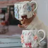 Tazze Ahunderjiaz Cute ceramica tazza in ceramica 3D Impedtion Office Coffee B di compleanno Set da regalo di compleanno