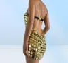 Röcke Strand Frauen Körperkette coole sexy Mesh Pailletten BH Bikini Nachtclub Stil übertrieben runde Kleidung Statement Metallketten BR4549564