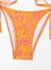 Kobiety stroje kąpielowe dla kobiet Kobiet Swimsuit 2024 Orange Print Canter Bikini