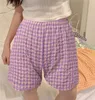 Kvinnor Pants Plaid Quarter Shorts for Women Work Casual High midja Retro Comfy Straight Wide Leg Fashion Oversize Sports