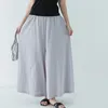 Kvinnor Pants Women Summer High midja Bomull Linne Bred ben Palazzo Casual Loose Long Harajuku byxor med Pocket Beach