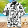 Męskie zwykłe koszule hawajska gitara i koszula muzyczna letnie jedzenie nadruk kubańskie lapy komfort wakacje oddychające krótkie rękaw