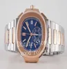 Luxus Stoppuhr Blue Dial Men039s Chronograph Watch Men Automatic Cal28520 Grand Watches Datum 5980 ETA Gold Steel Sapphire WR1823778