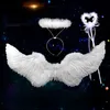 Anime Cosplay Angel Wings White Feather Teufel Flügel schlucken geformte Kinder Erwachsene Performance Federflügel Braut Blumenkindkleid Kleid