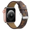 Luxo Apple Watch Band 38 40 41 42 44 45 49 mm Relógios de couro de flor Strap de pulseira