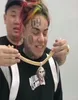 Hip Hop 6ix9ine Фильм пил маски подвесные ожерелья для мужчин роскошные бриллианты 69 подвески 18 тыс. Золото покрытое медным цирконом ожерелье je4788132