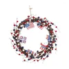 Fiori decorativi Ghirlanda patriottica 7.4 American Memorials Day Burlap Bows Garlands Door Door White and Blue