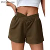 Dames shorts Summer Fashion Casual Losse strandbroek Asymmetrische elastische band Solid Color Trendy voor dagelijkse winkelen