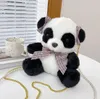 New Chinese style handbag, female panda pearl chain, one shoulder cartoon panda doll, one shoulder crossbody zero wallet