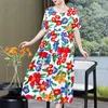 Moda kobiety letnie sukienki bawełniane vintage sukienki vestidos szata plus size swobodne druk Aline krótki rękaw femme 240412