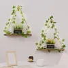 Dekorativa plattor Chic Fake Plant Decor Green Wall Storage Rack Led Light Home Beautification Pastoral Bedroom Cafe