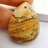 Pendant Necklaces Natural 40x30MM Picture Jasper Stone Bead Teardrop CAB Cabochon Hole Jewelry For Gift GEM H159