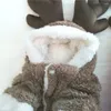 Köpek giyim Noel tulum kıyafetleri kış köpek pamuk elk kapüşonlu peluş pijamalar chihuahua sweater kaniş dört ayaklı giyim