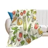 Fresh Lemons Throw Blanket, Fruits Theme, Flannel Super Soft, Lightweight, Bed, Sofa, Couch, Living Room, Vegetables