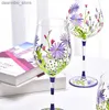 Wijnglazen creatieve hand geschilderd rode wijn lass bloem patroon wijn cocktail champane fluts crystal oblet home bar weddin drinkware l49