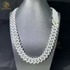 2024 Hip Hop Jewelry Bling 20 mm Sterling Sier 1 Row VVS Moisanite Diamond Iced Out Miami Cuban Link Chain Collier