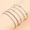 Bangle 4pcs заклинание толстое тонкое звено браслеты для женщин Золотой цвет Love Heart Узел Металлический цепь из крути