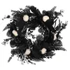 Decoratieve bloemen kransen Halloween Black krans bloem pompoen kleine nep slinger achtervolgde huisdeur gotisch hangende eucalyptus d dhr4g