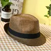 Mens Sun Hat Simple Linen Breattable Refreshing Summer Travel Sunscreen Ribbon Decoration Foldbar Straw F58 240408