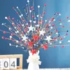 Simulated flowers American Independence Day decorations National Day party decorations red white blue fivestar berries 240412