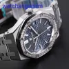 AP Crystal Pols Watch Royal Oak 77351st Back Transparant Movement Womens Watch met 34 mm diameter blauwe plaat complete set