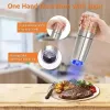 Blender Electric Gravity Salt And Pepper Grinder Mill Set With Blue Light And Stand Spice Jar Spice Pepper Mills Grinder Kitchen