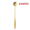 Coffee Scoops 2/4/6PCS Ceramic Long Handle Spoon Mixing Ice Cream Dessert Small Teaspoon Tableware Kitchen Gadgets