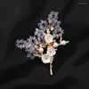 Broszki Pearl Plum Crystal broszka niszowa nisza luksus elegancki elegancki high-end corsage pin Akcesoria modny prezent