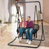 Silla de hamaca colgando colgante de cuerda, máximo 450 libras, silla colgante de macrame grande con una comodidad superior con kit de hardware