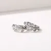 Hoop Earrings Huitan Leaf Design For Women Simple Silver Plated Metal Circle Wedding Ear Accessories Statement Jewelry