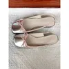 夏のレディースフラットスライバーボートシューズスクエアトゥ女性バレエフラットのための平らな靴のスリップ快適な弓の女性サンダル240410