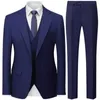 Mäns kostymer blazers Autumn New Herr Slim British Wedding Solid Color Dress Blazer / Man Three Piece Suit Vest Pants Byxor Waistcoat