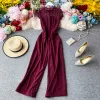 Vestidos nepolate renda de retalhos de retalhos de macacões mulheres chique o pescoço de manga curta feminina playsyits elegante cintura fina de perna larga bodysuit de praia 1d800