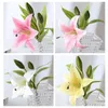 Decorative Flowers Artificial Lily Flower Indoor Plants Elegant Branch With Green Leaves For Home Stylish