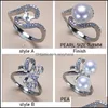 Установки ювелирных изделий New Pearl Ring Accessories S925 Sier 18 стилей для женщин -колец регулируемый размер пустые подарки Diy Drod